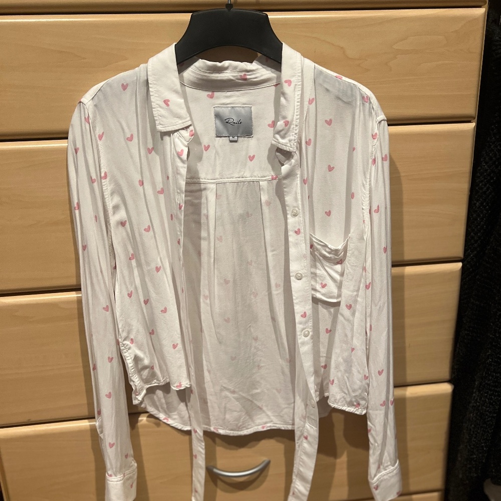 Rails Heart Print Knot Front Blouse